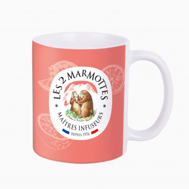 Mug orange Les 2 Marmottes, pour thé ou infusion
